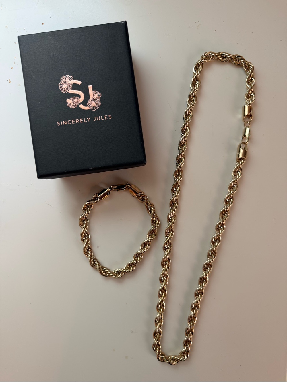Sincerely Jules Gold-Tone Twisted Rope Necklace and Bracelet Set